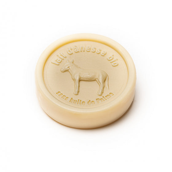 Round soap without palm oil with organic donkey milk – Monoi 100 g