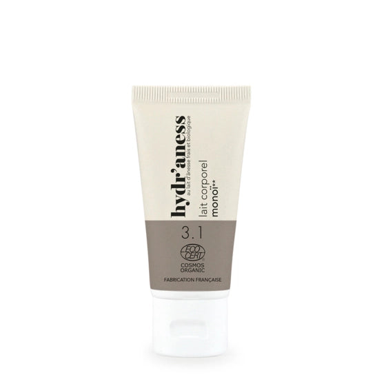 Travel-size monoi body milk, organic certified, with fresh donkey milk – 30 ml Hydr’aness